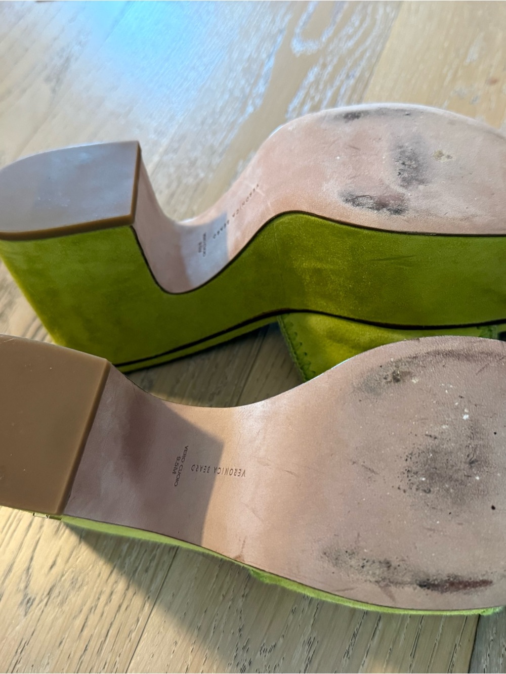Veronica Beard lime green platform suede mules sandals 9.5 | barbiecore Y2K - Picture 5 of 8
